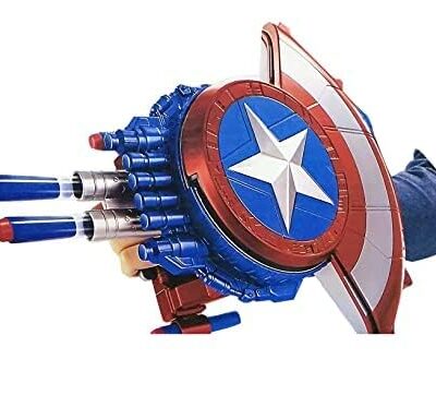 Captain America Dart Shooting Shield with Double Shoot Blaster and 20 Darts for Nerf Guns Toy