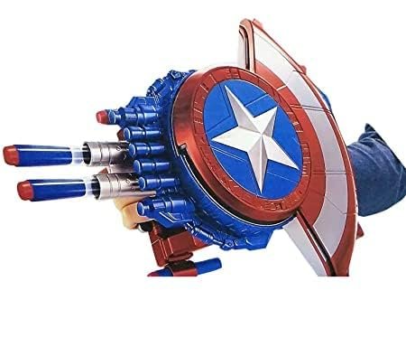 Captain America Dart Shooting Shield with Double Shoot Blaster and 20 Darts for Nerf Guns Toy image 2