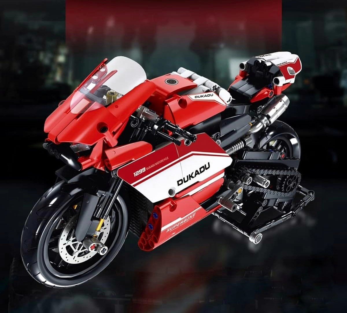 Red Motorcycle Racer Cars Toy Building Block Sets image 2